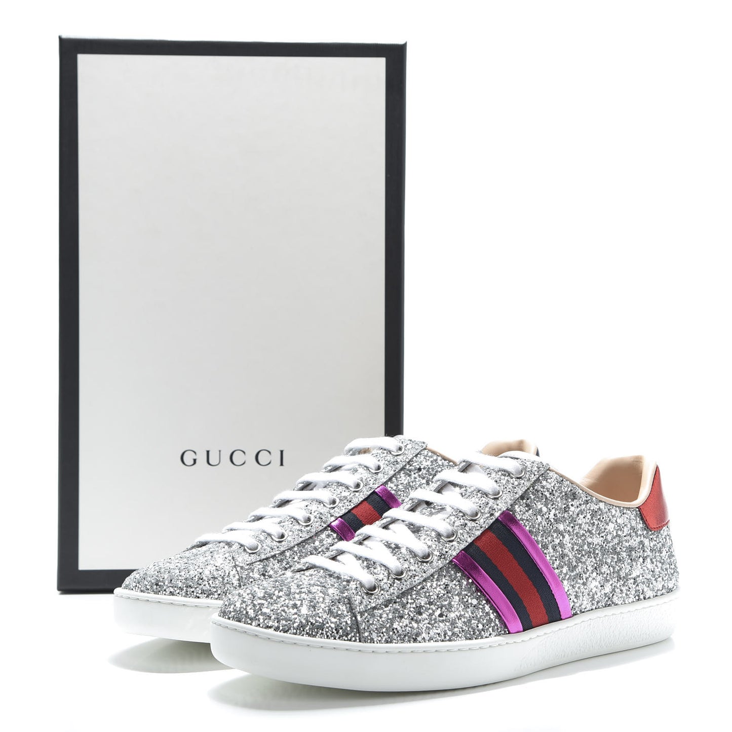 Glitter Web Womens Ace Sneakers 38.5 Silver