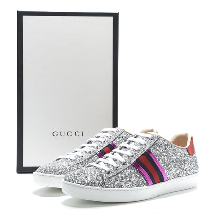 Gucci Glitter Web Womens Ace Sneakers 38.5 Silver 12 of 12