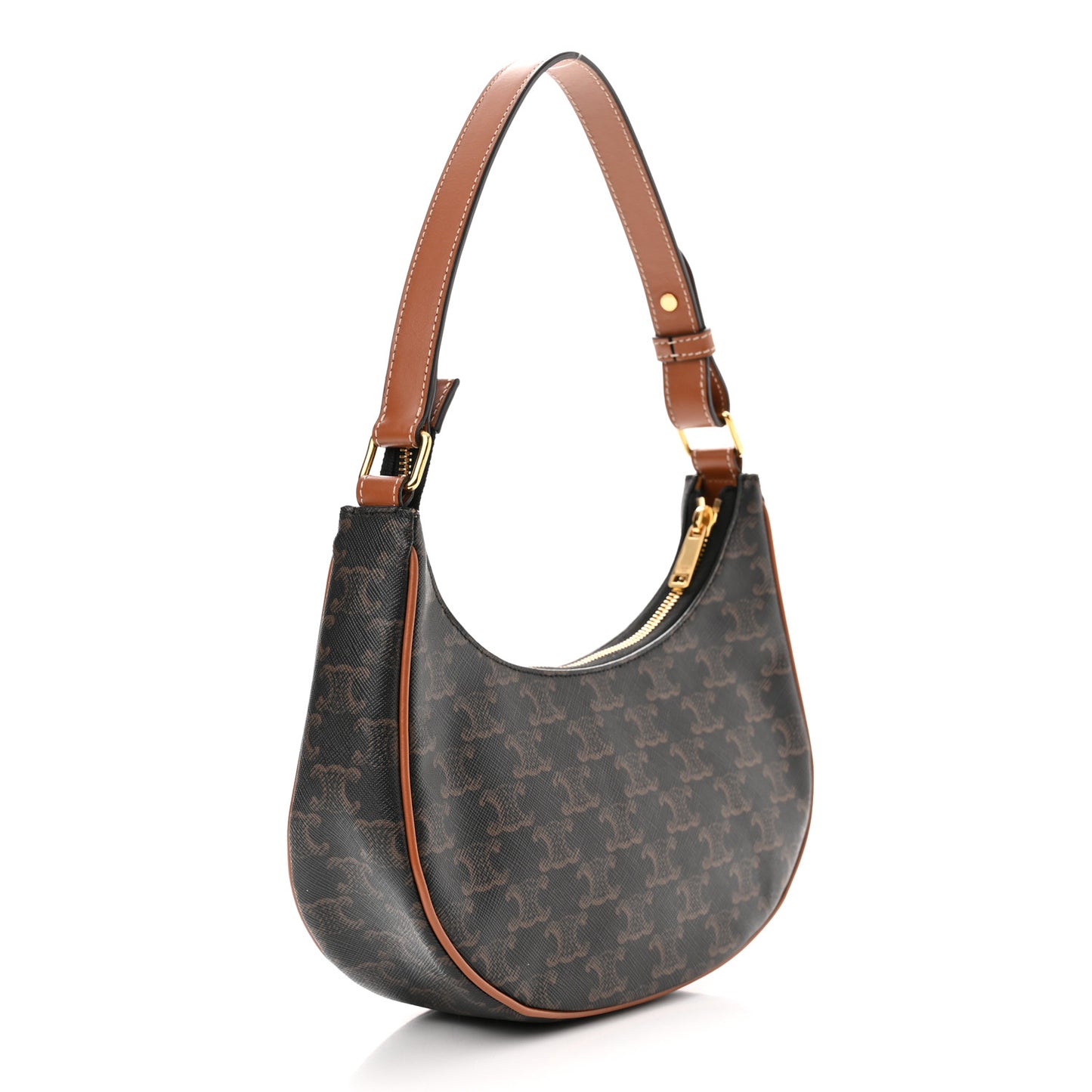 Triomphe Canvas Calfskin Ava Shoulder Bag Tan