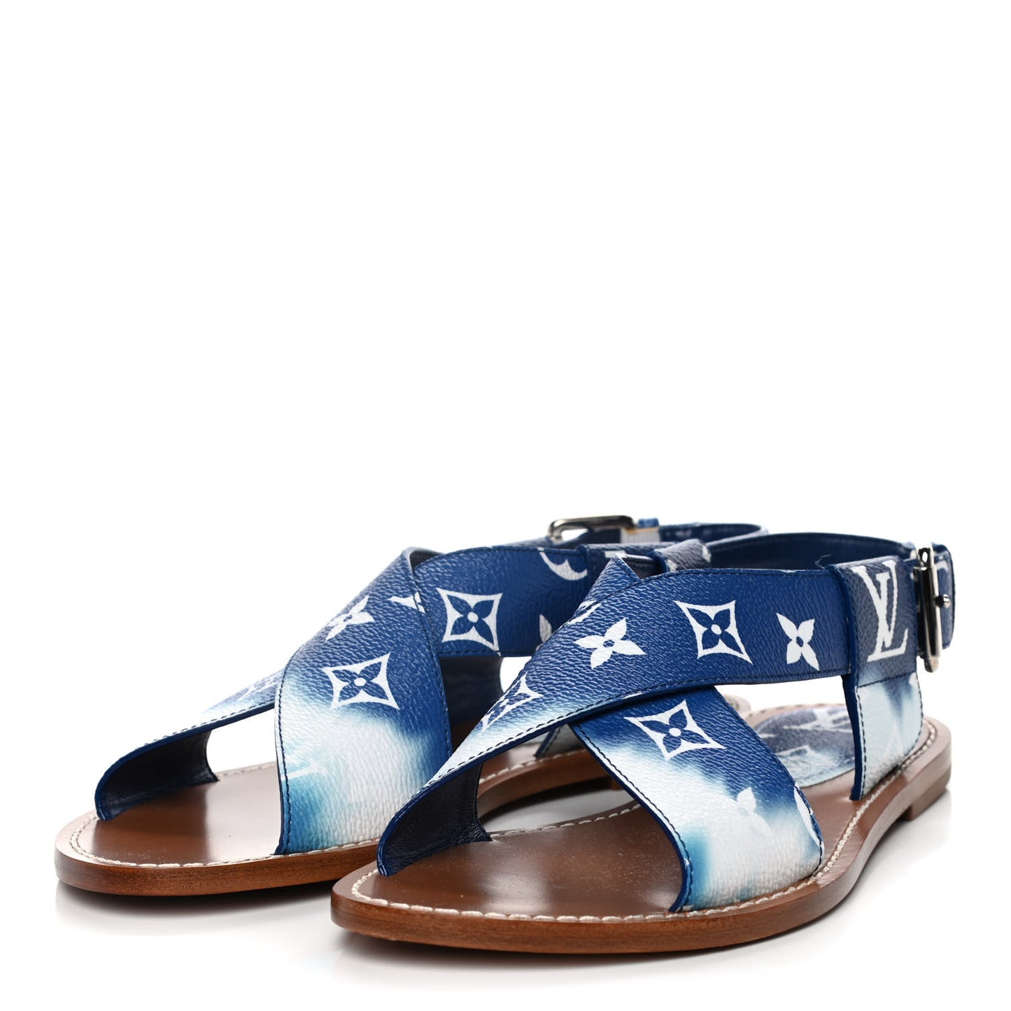 Monogram Escale Palma Flat Sandals 37 Blue