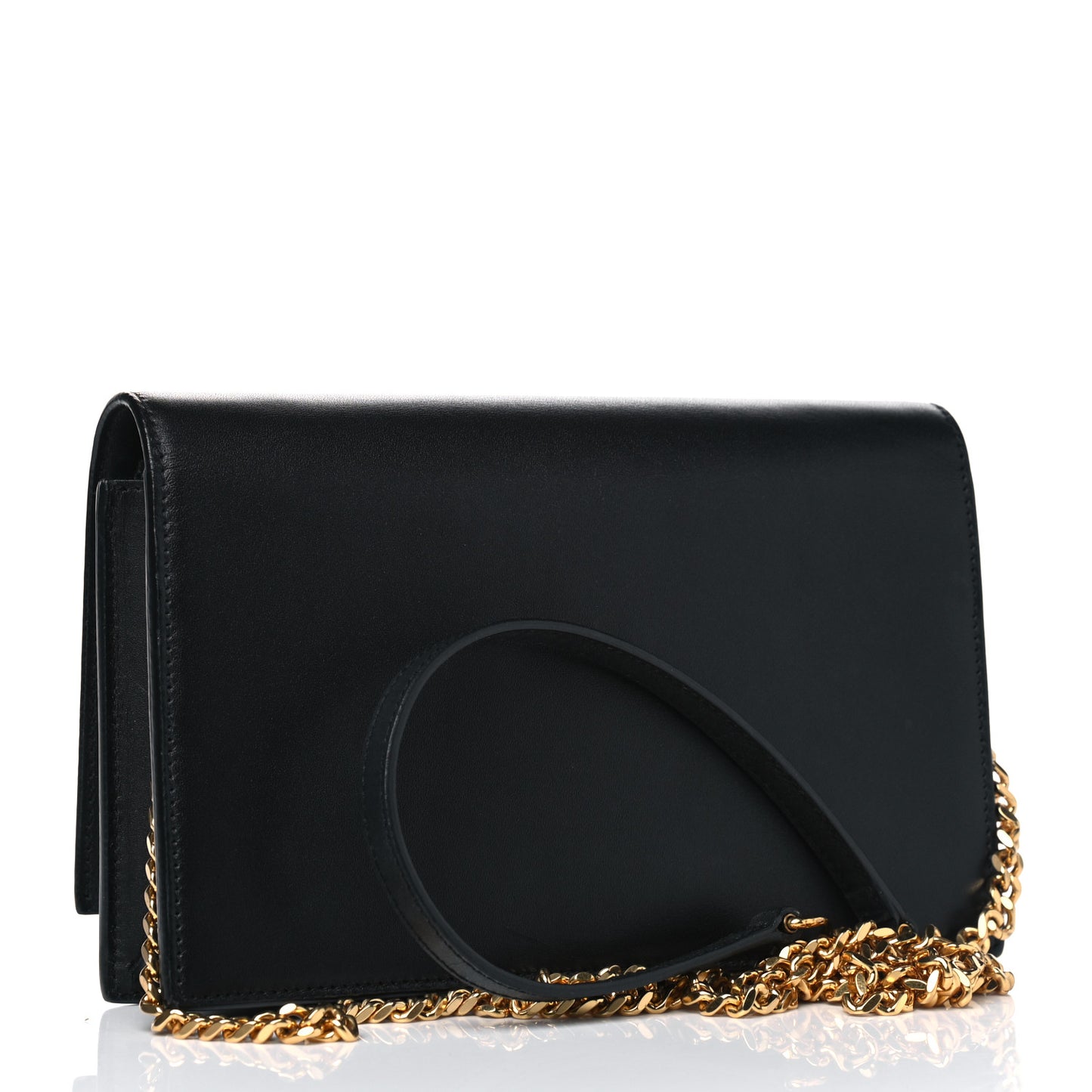 Smooth Calfskin Classic Monogram Kate Tassel Chain Wallet Black