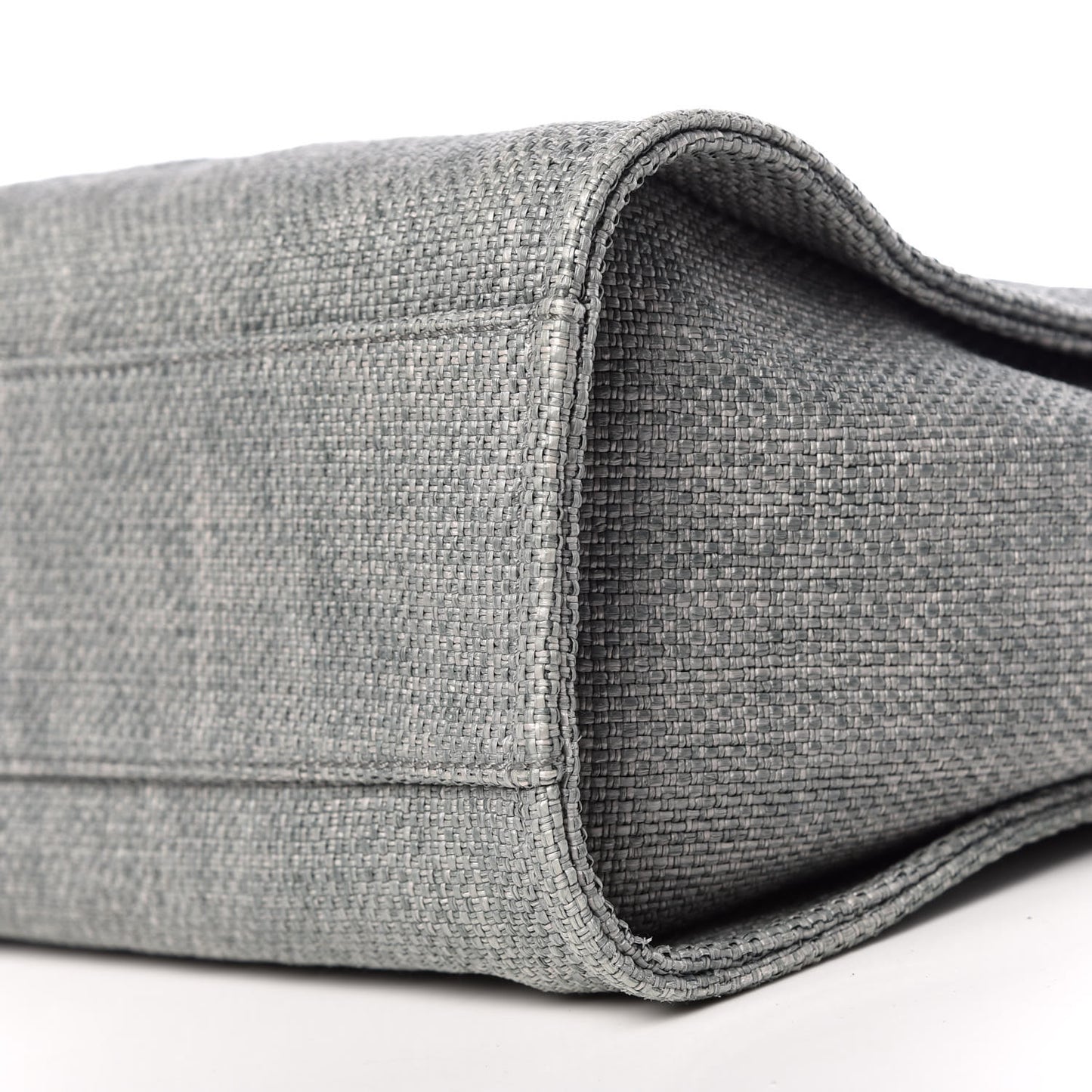 Woven Straw Raffia Small Deauville Tote Grey
