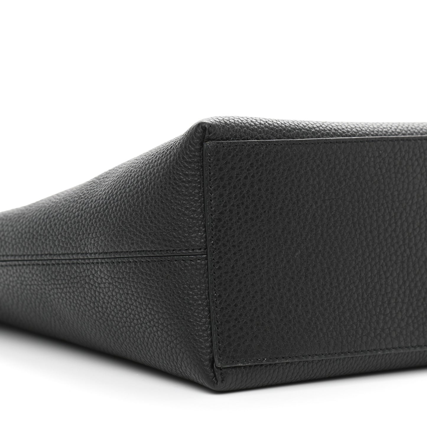 Grained Calfskin Rockstud Shoulder Tote Black
