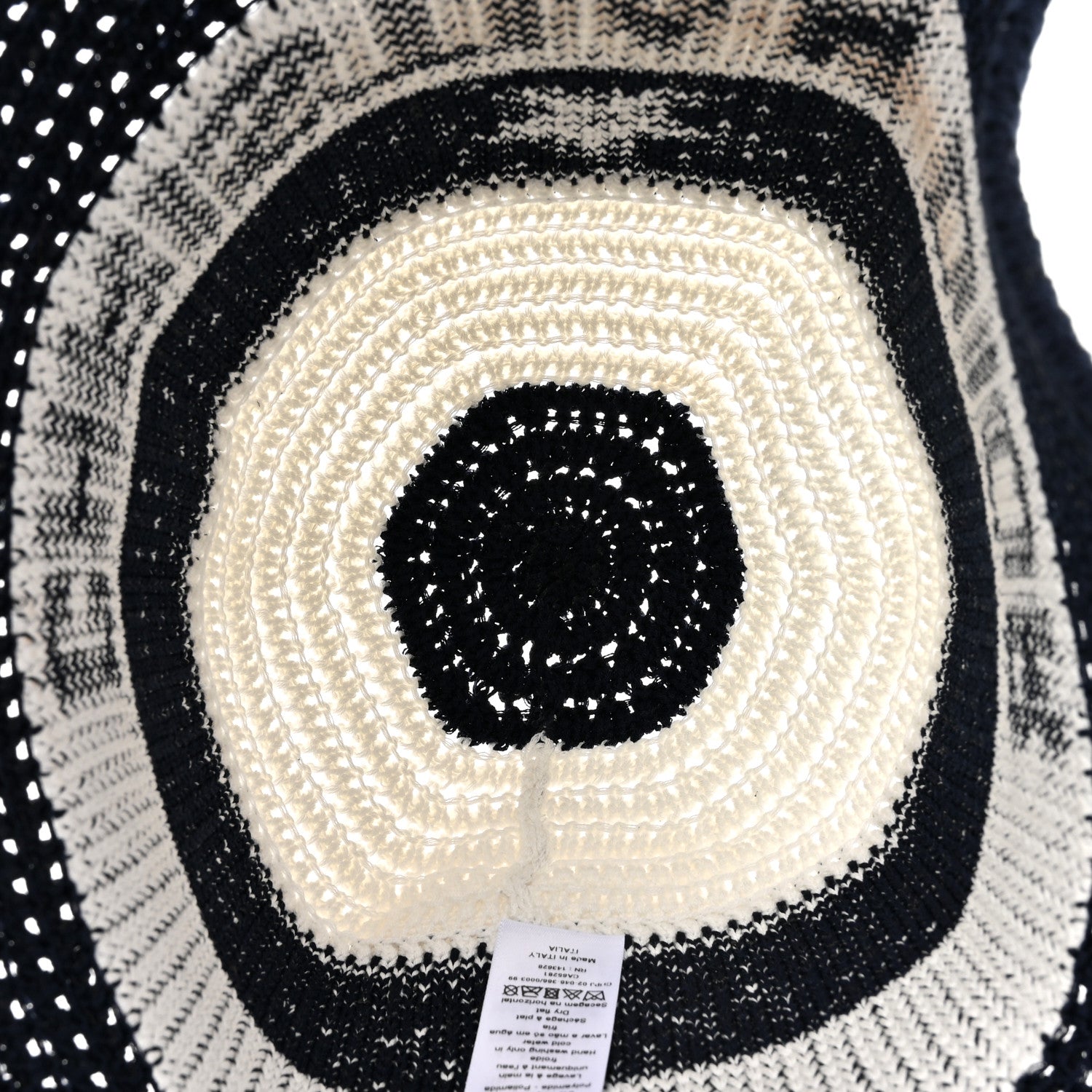 Christian Dior Cotton Blend Knitted D-Tulipe Cloche Hat M Blue White 7 of 9