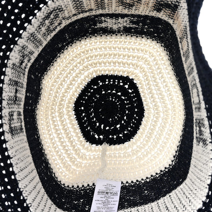 Christian Dior Cotton Blend Knitted D-Tulipe Cloche Hat M Blue White 7 of 9