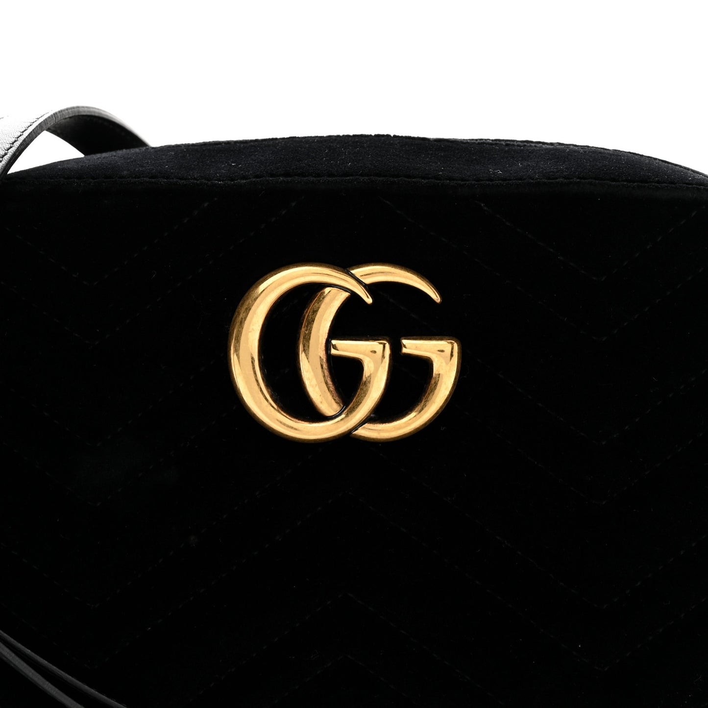 Velvet Matelasse Small GG Marmont Chain Shoulder Bag Black