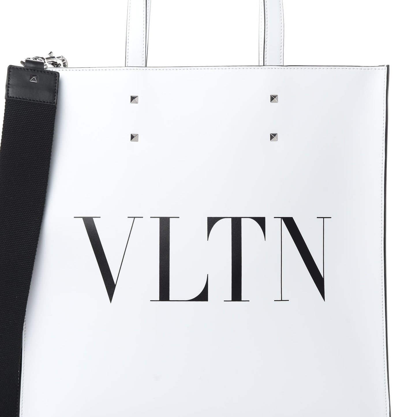 Printed Calfskin VLTN Tote Bag White