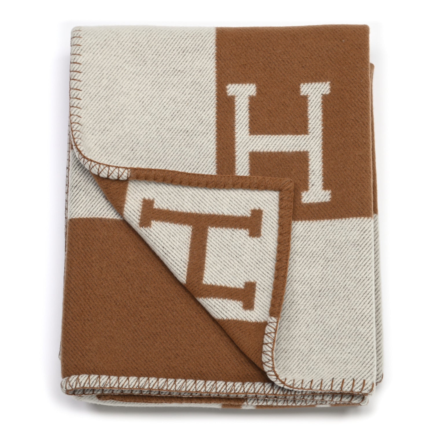 Hermes Wool Cashmere Avalon Blanket Ecru Camel 2 of 3