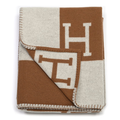 Hermes Wool Cashmere Avalon Blanket Ecru Camel 2 of 3