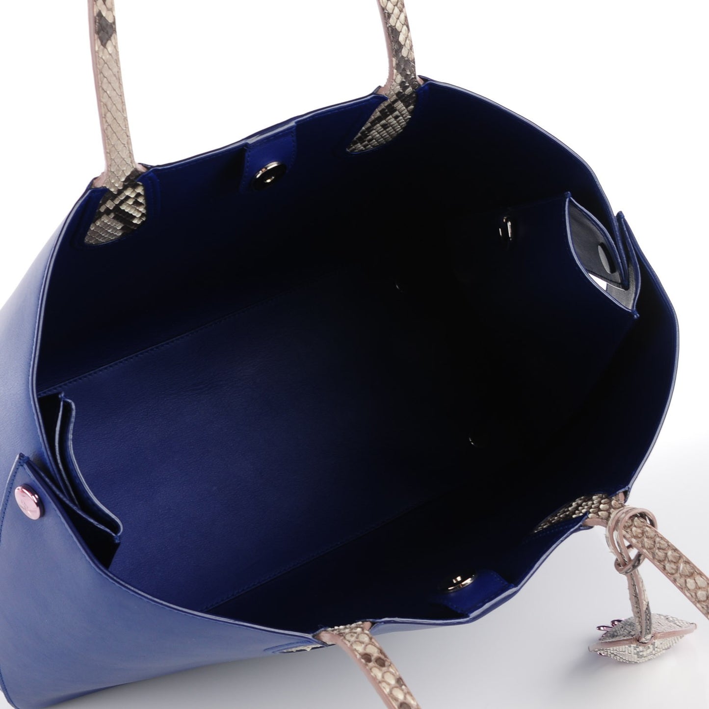 Calfskin Python Handle Large Addict Shopping Tote Blue