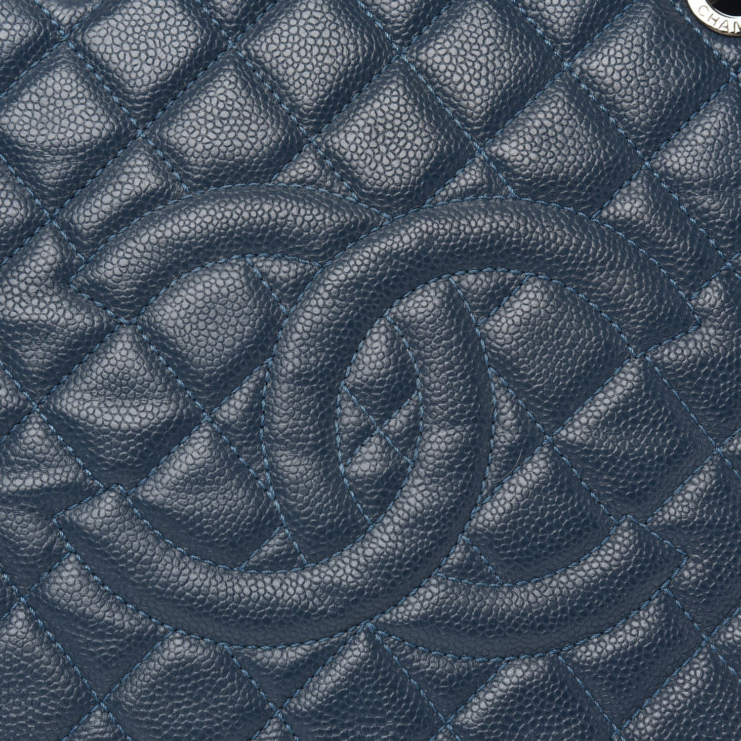 Chanel Caviar Quilted Grand Shopping Tote GST Dark Blue 14 of 15