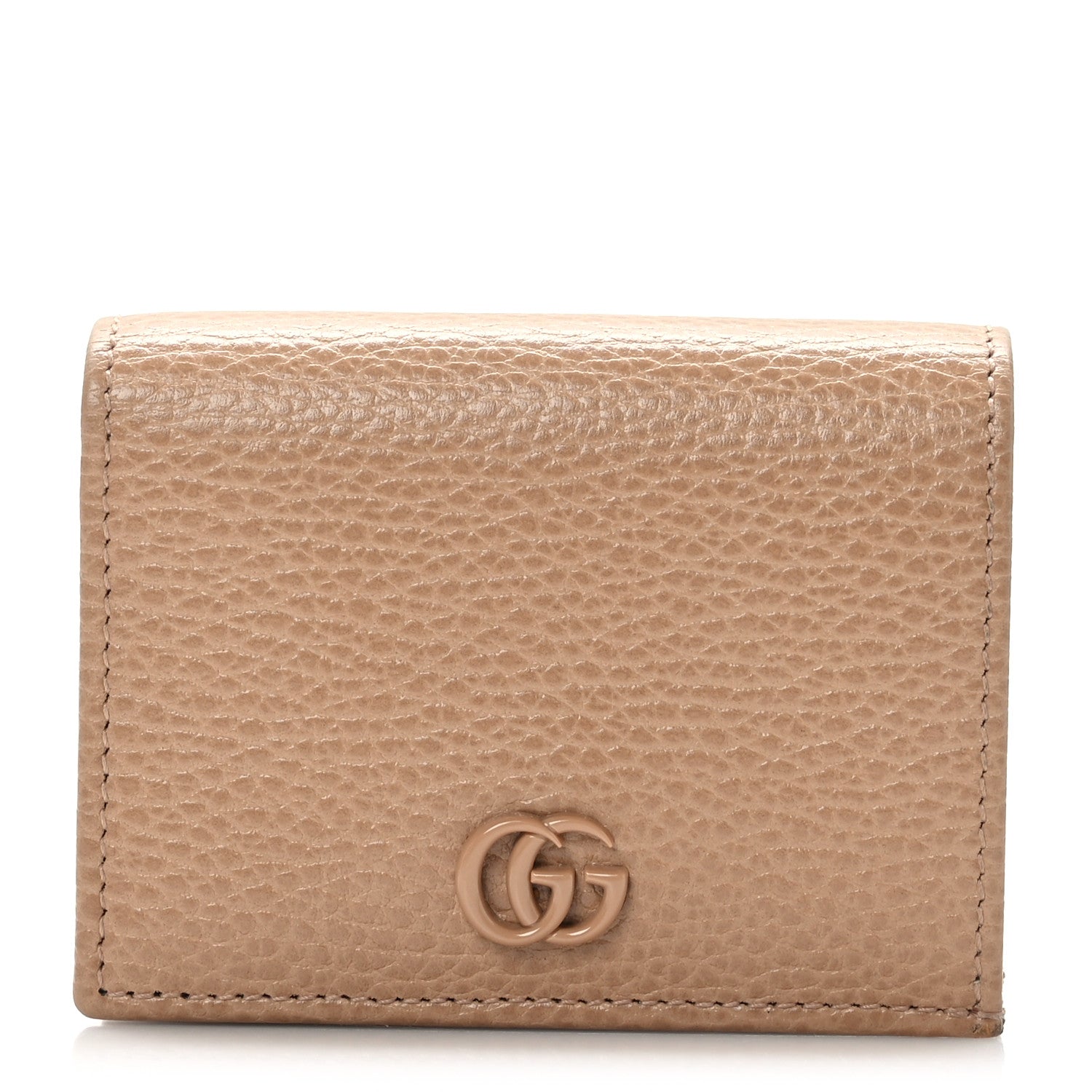Gucci Dollar Calfskin Enamel Monochrome GG Marmont Card Case Camelia 1 of 8