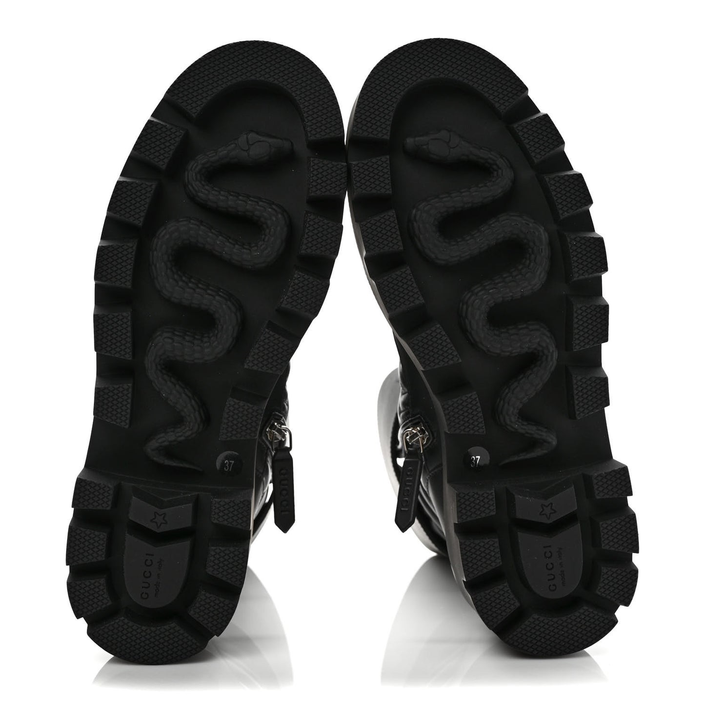 Nappa Frances GG Matelasse Platform Combat Boots 37 Black