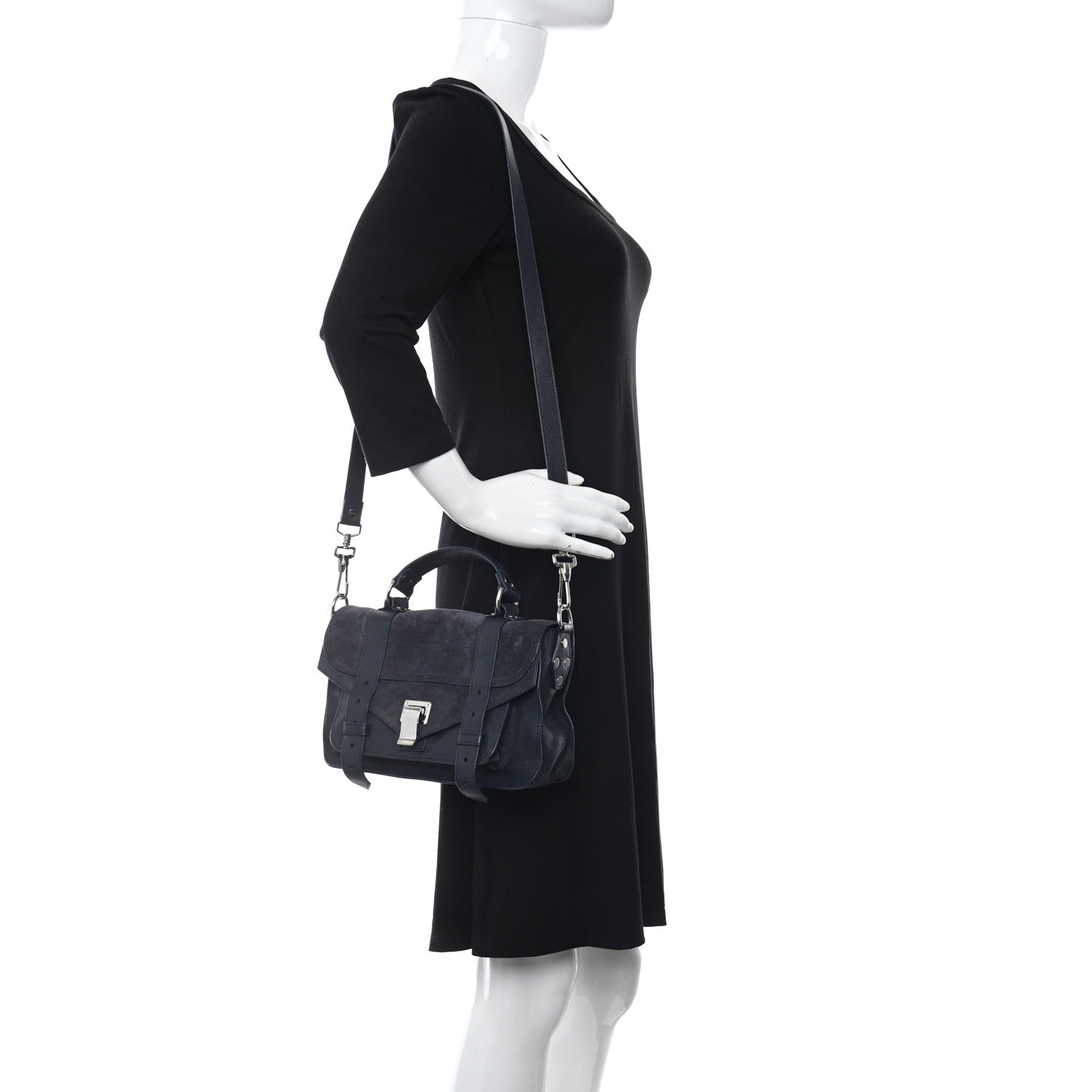 Proenza Schouler Calfskin SuedeTiny PS1 Satchel Dark Navy 2 of 9