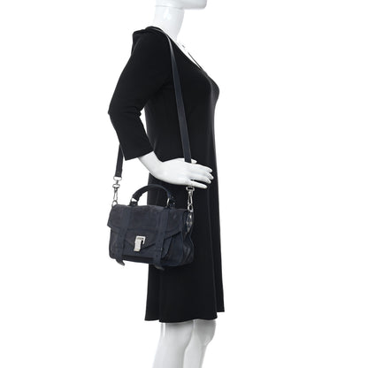 Proenza Schouler Calfskin SuedeTiny PS1 Satchel Dark Navy 2 of 9