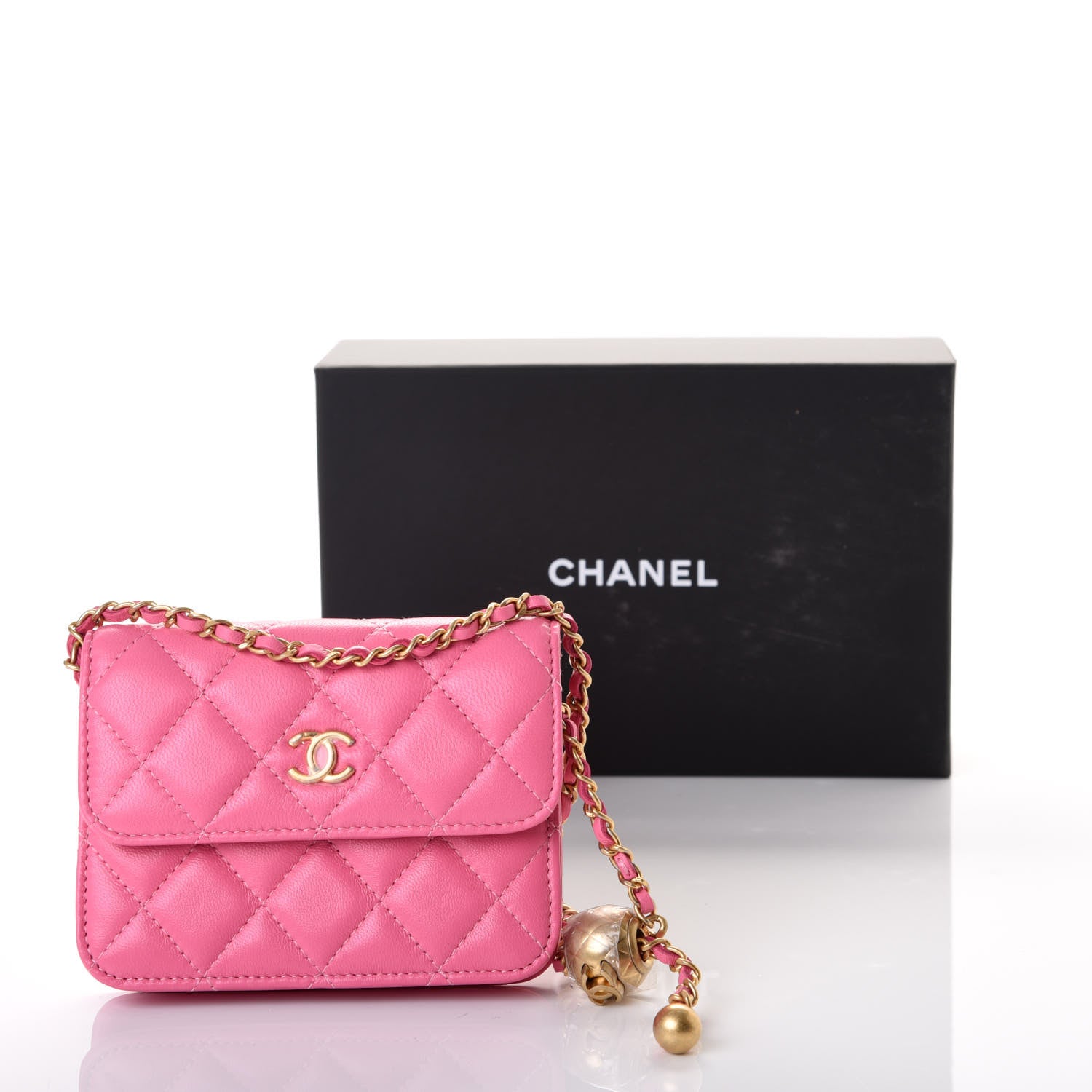 Chanel Lambskin Quilted Pearl Crush Clutch With Chain Pink 9 of 9