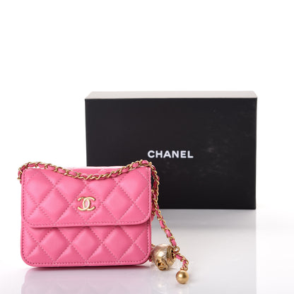 Chanel Lambskin Quilted Pearl Crush Clutch With Chain Pink 9 of 9