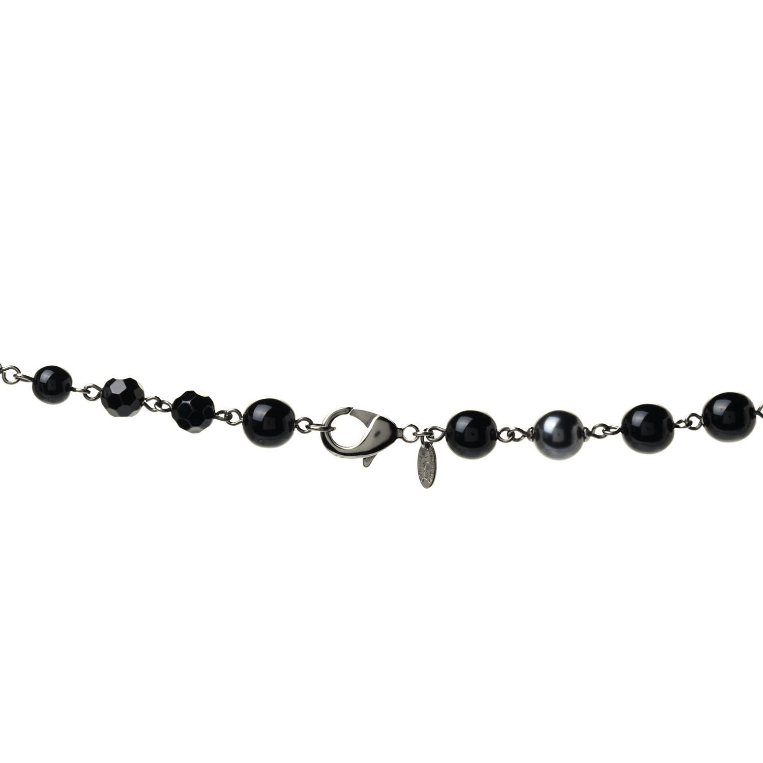 Chanel Pearl Beaded CC Long Necklace Black Ruthenium 3 of 4