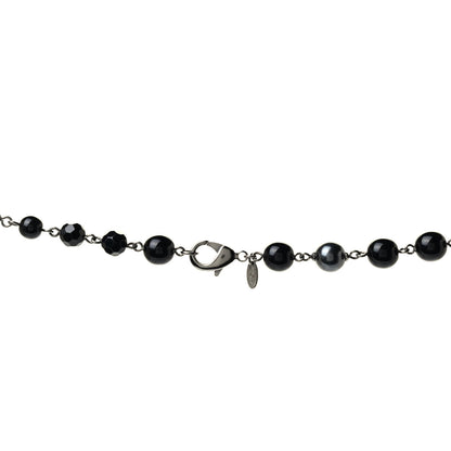 Chanel Pearl Beaded CC Long Necklace Black Ruthenium 3 of 4