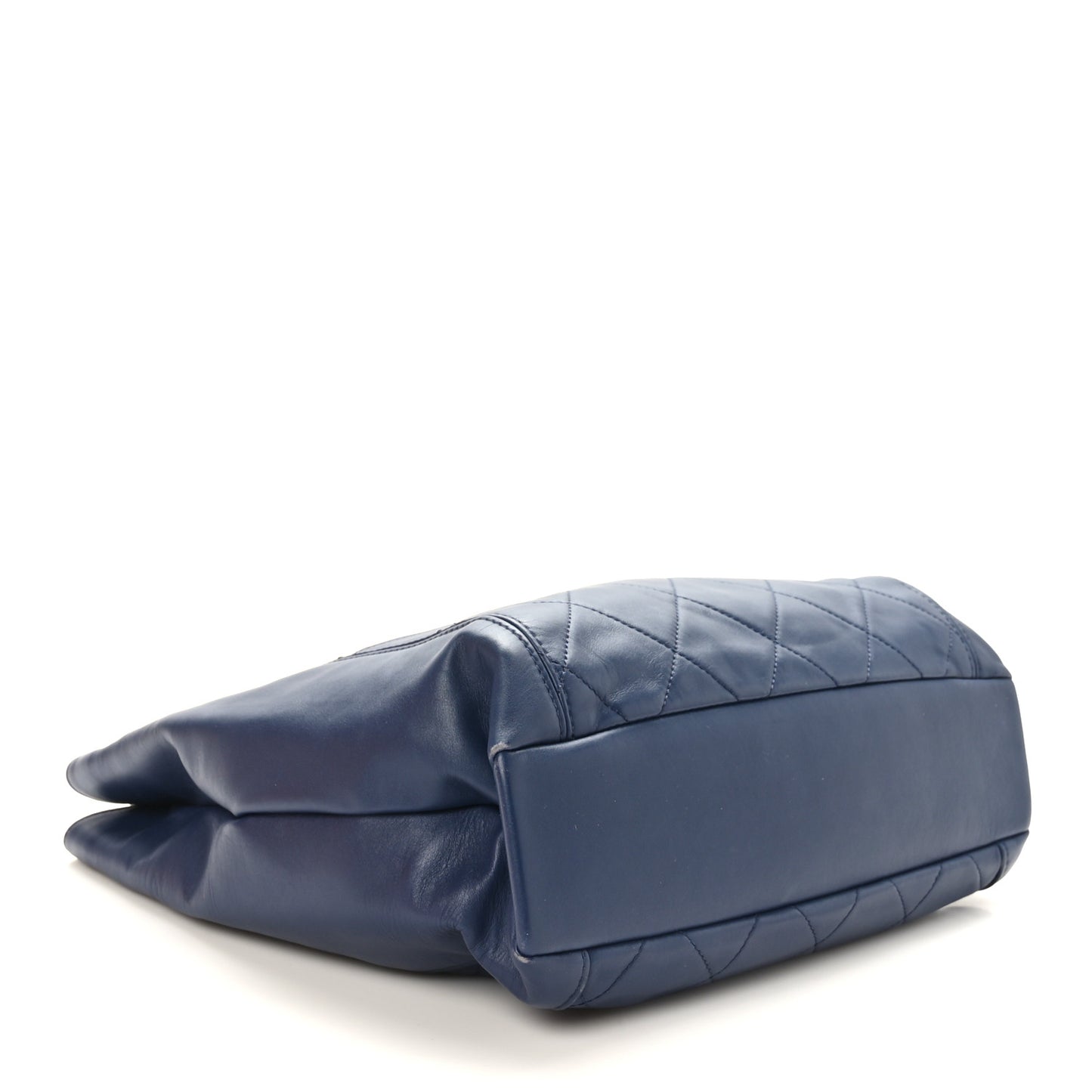Calfskin Quilted CC Front Pocket Shopping Tote Navy