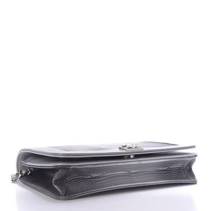 Chanel Lizard Calfskin Boy Wallet on Chain WOC Black Silver 4 of 12