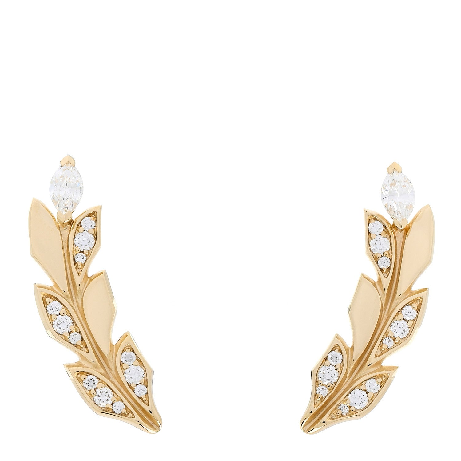 Tiffany 18K Yellow Gold Diamond Victoria Vine Climber Earrings 1 of 5