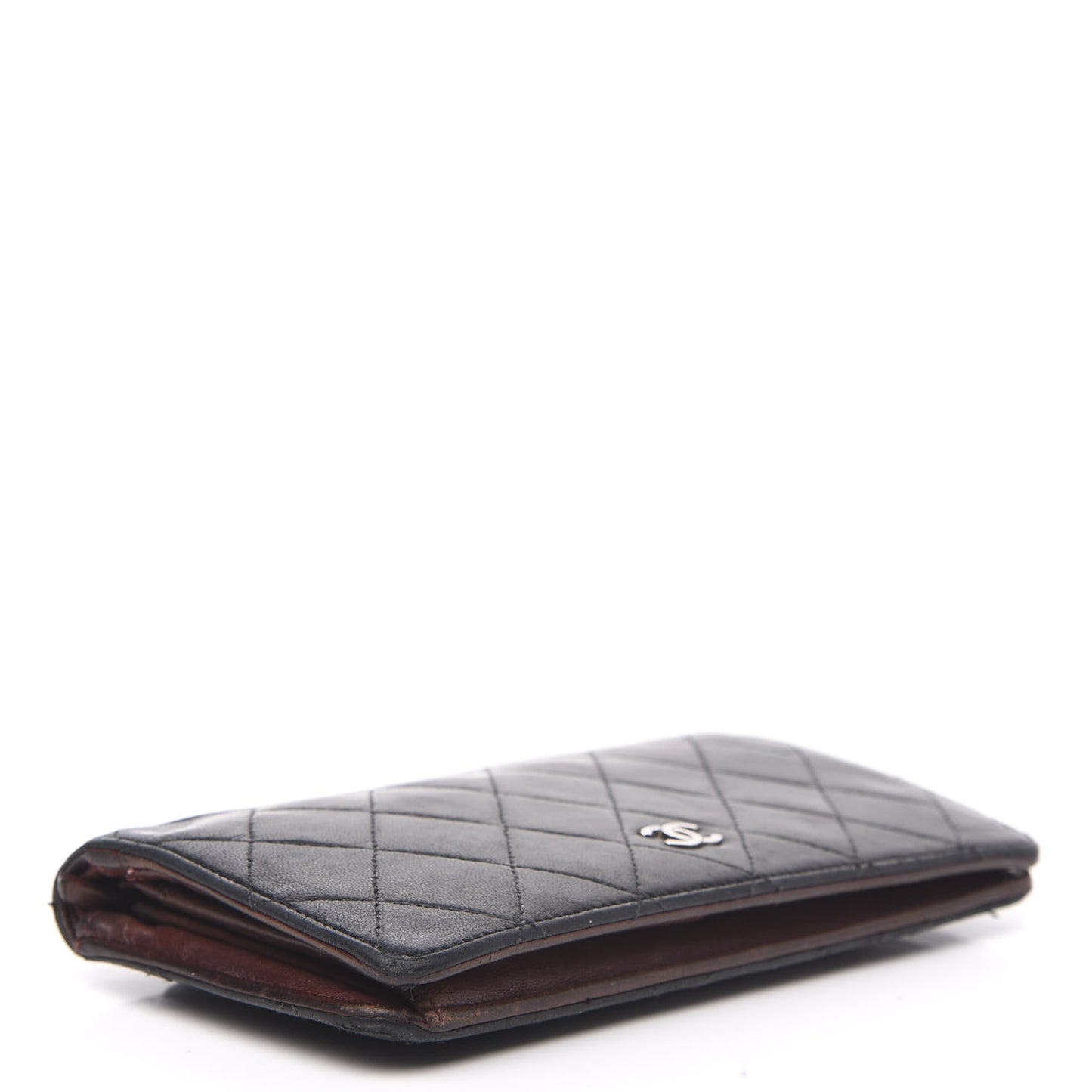 Lambskin Quilted Yen Wallet Black
