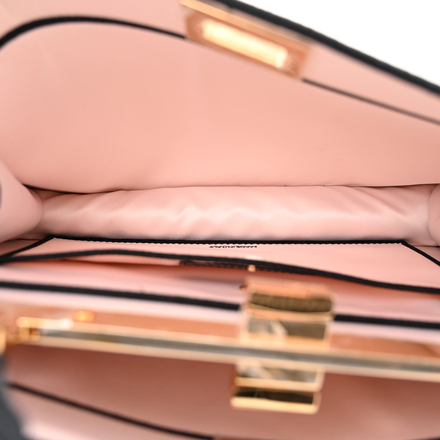 Fendi Melange Flannel Satin Threaded Edge Medium Peekaboo I SEE U East West Satchel Grigio Bois de Rose 5 of 13