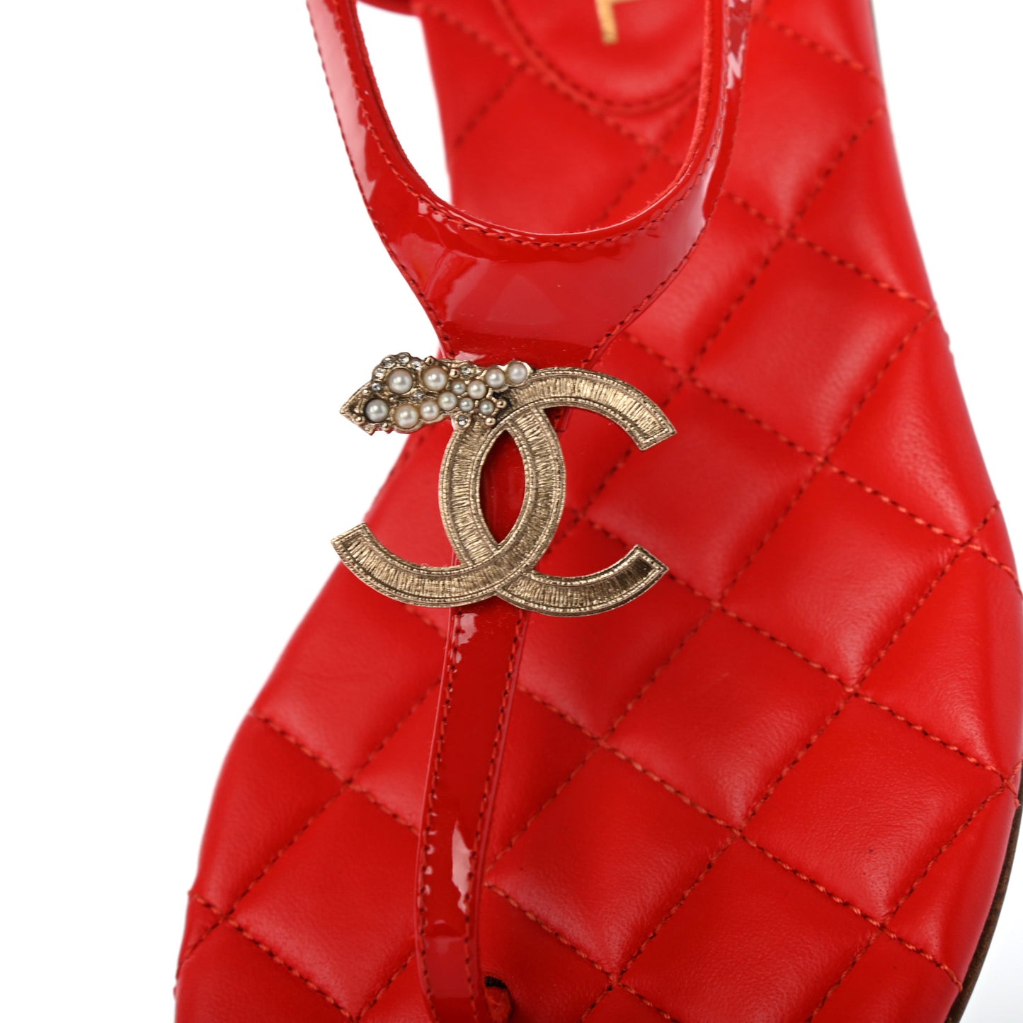 Patent CC Logo Thong Sandals 37.5 Red