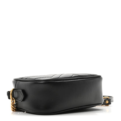 Gucci Calfskin Matelasse Mini GG Marmont Chain Shoulder Bag Black 4 of 10