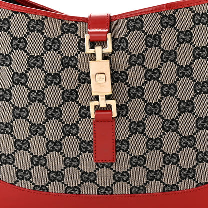 Gucci Monogram Jackie O Hobo Beige Blue Red 8 of 14