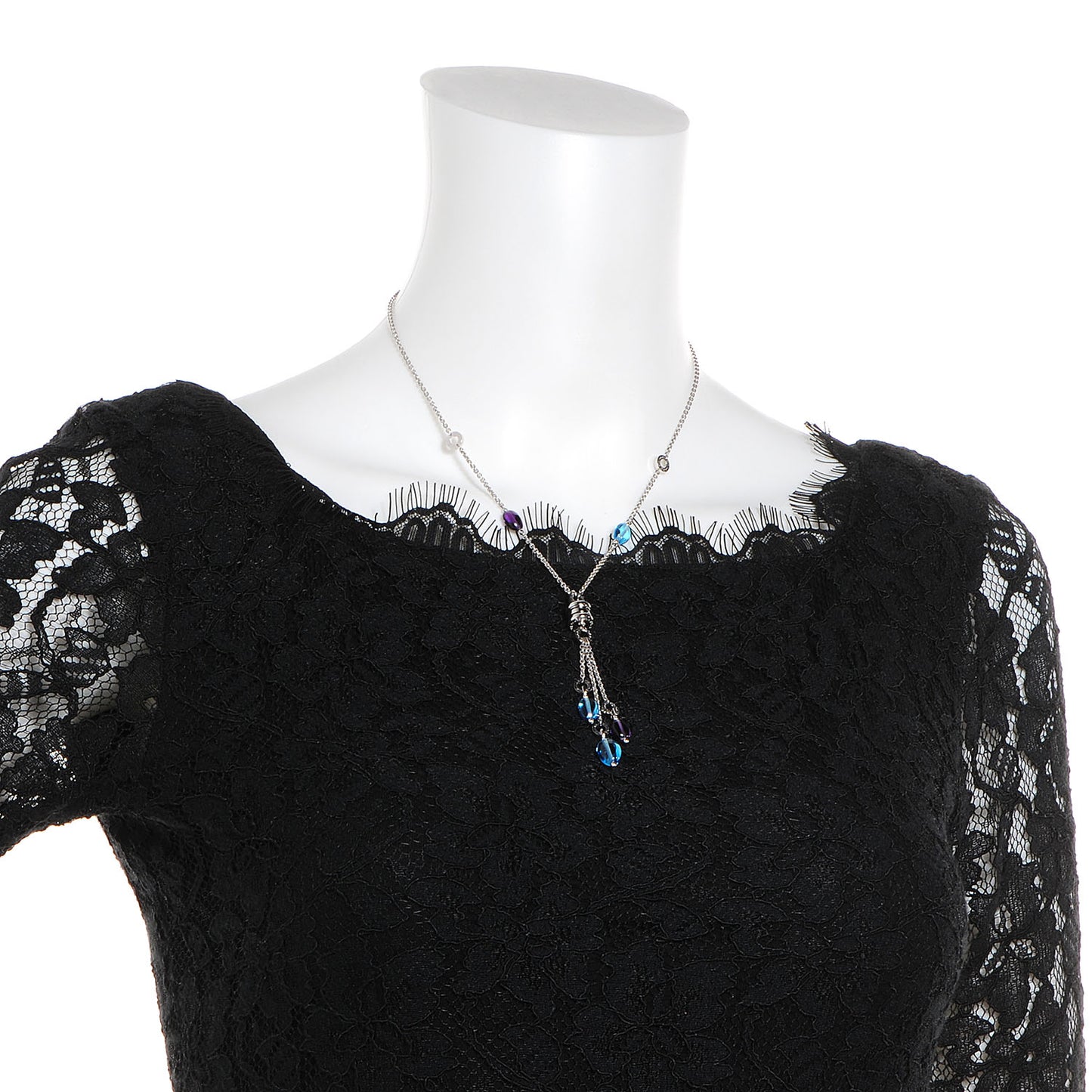 BVLGARI 18K White Gold Amethyst Blue Topaz B.Zero1 Necklace