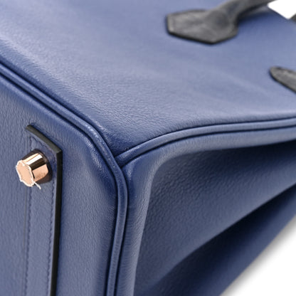 Hermes Taurillon Novillo Matte Alligator Birkin Touch 25 Bleu Saphir Bleu Marine 11 of 13