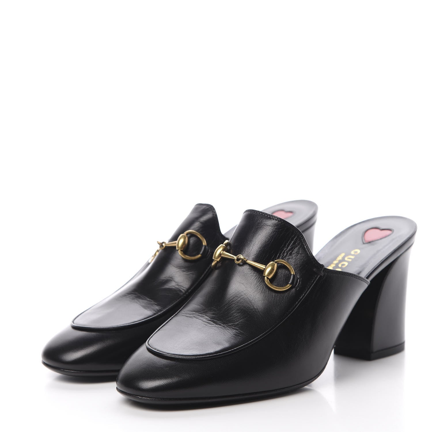 Gucci Malaga Kid Horsebit Princetown Mid Heel Mules 38 Black 3 of 9