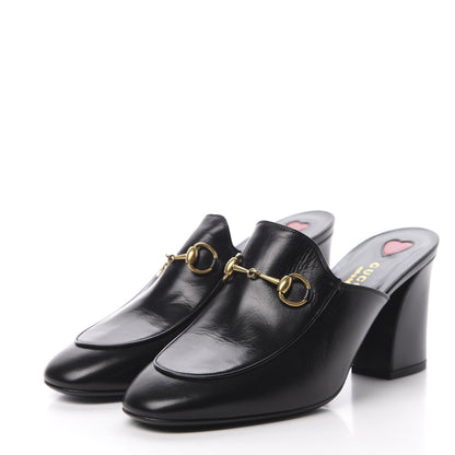 Gucci Malaga Kid Horsebit Princetown Mid Heel Mules 38 Black 3 of 9