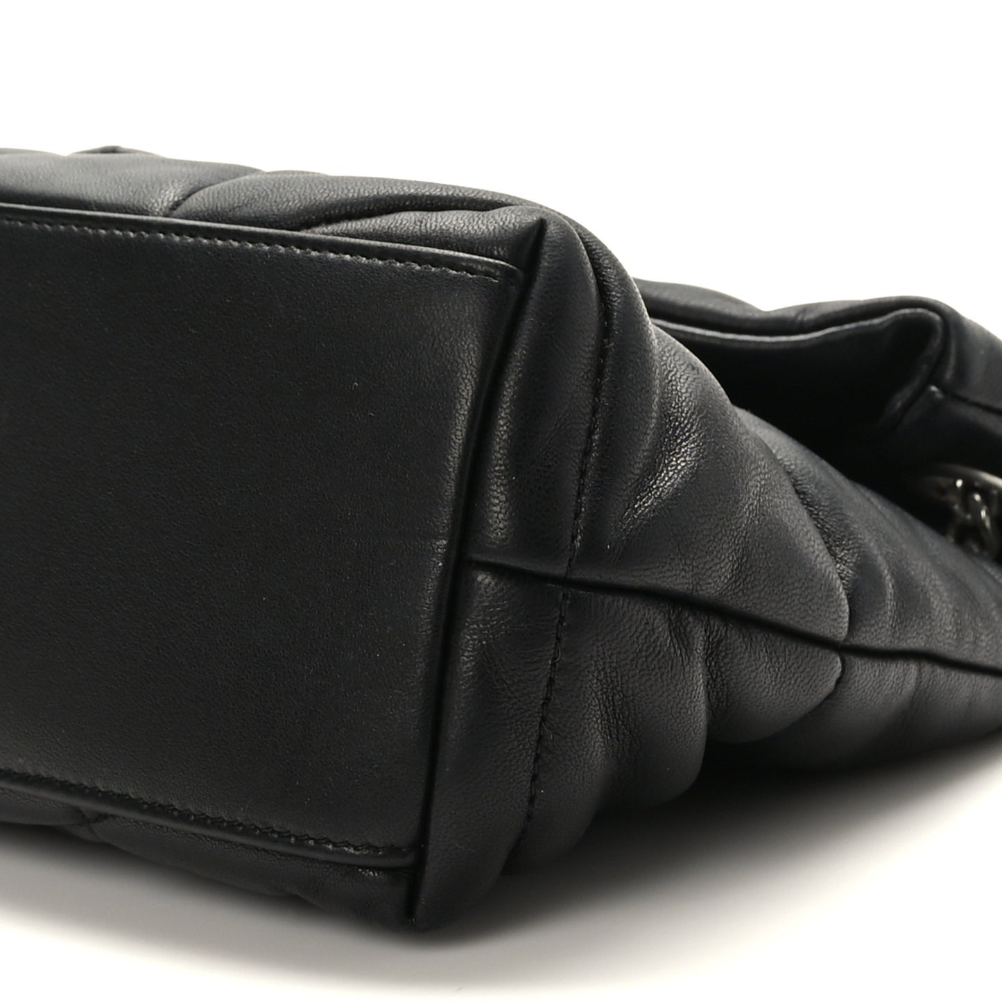 Lambskin Quilted Small Loulou Puffer Monogram Chain Satchel Black