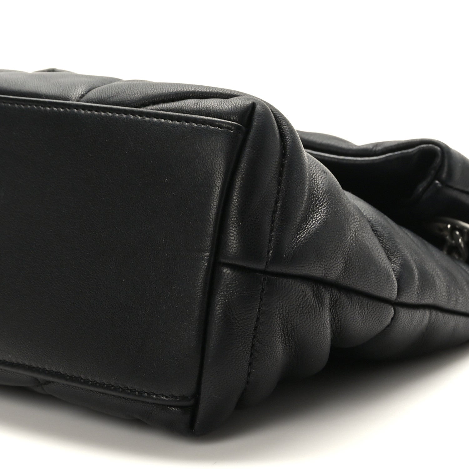 Saint Laurent Lambskin Quilted Small Loulou Puffer Monogram Chain Satchel Black 9 of 9