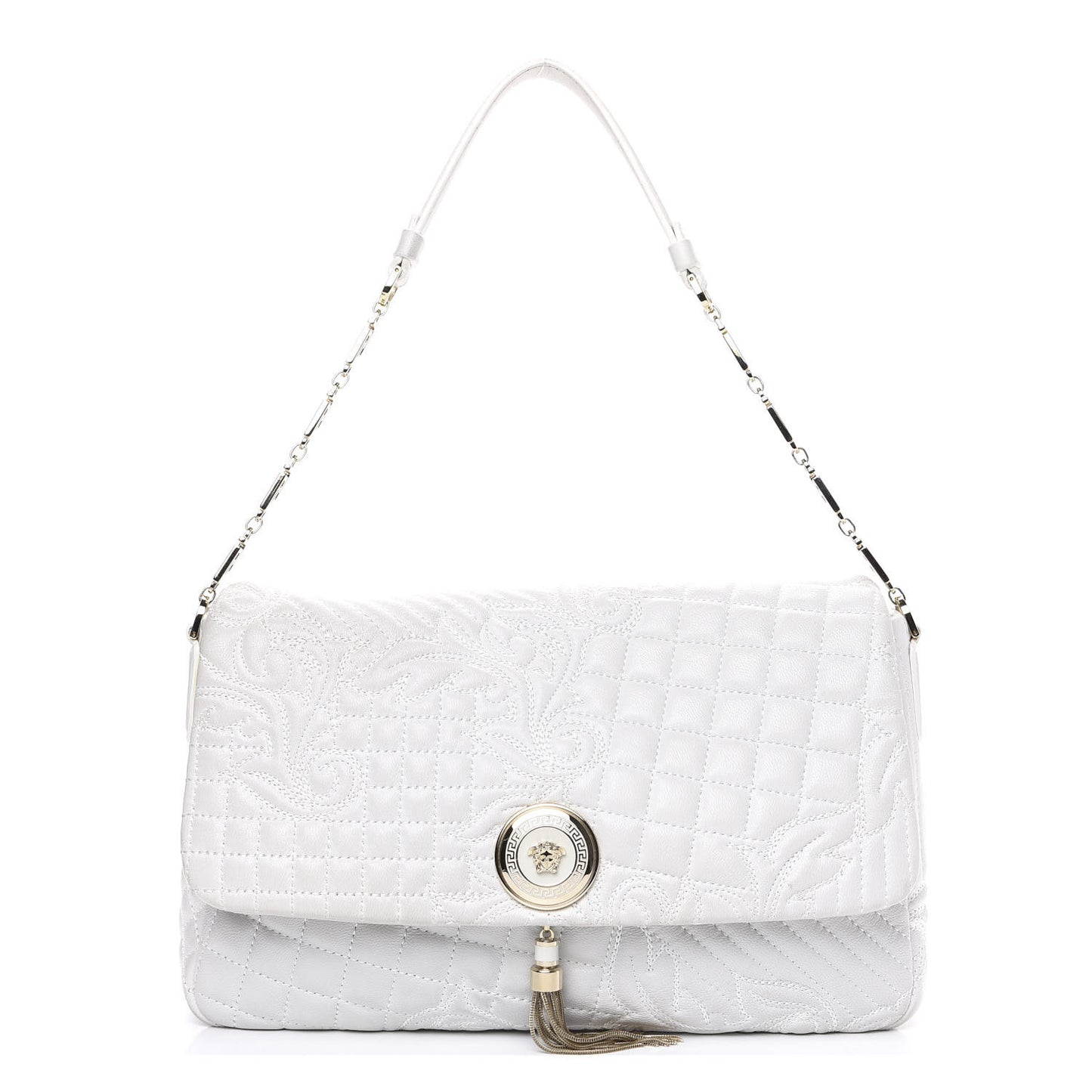 Nappa Barocco Quilted Vanitas Medea Shoulder Bag White