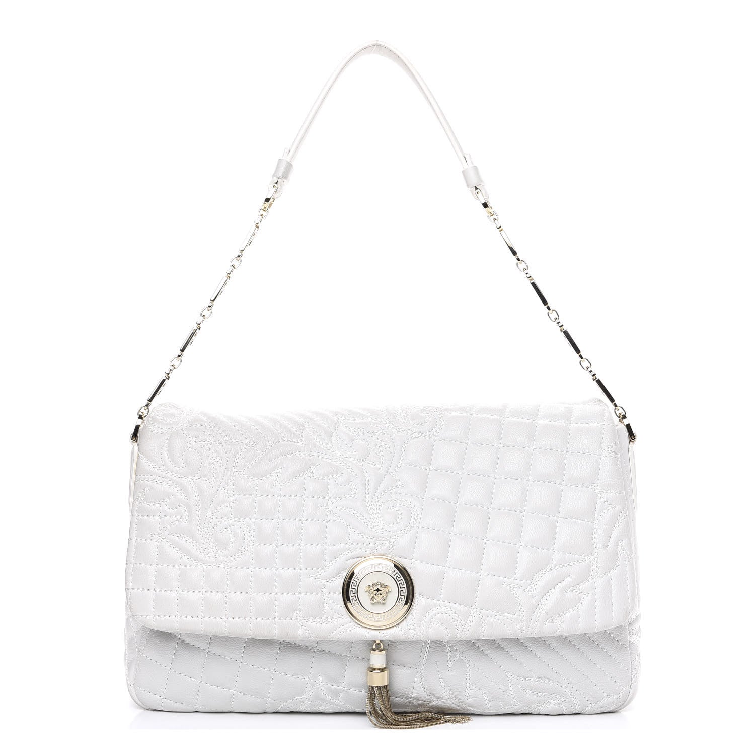 Versace Nappa Barocco Quilted Vanitas Medea Shoulder Bag White 1 of 10