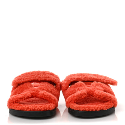 Hermes Woolskin Womens Chypre Sandals 37 Orange 2 of 8