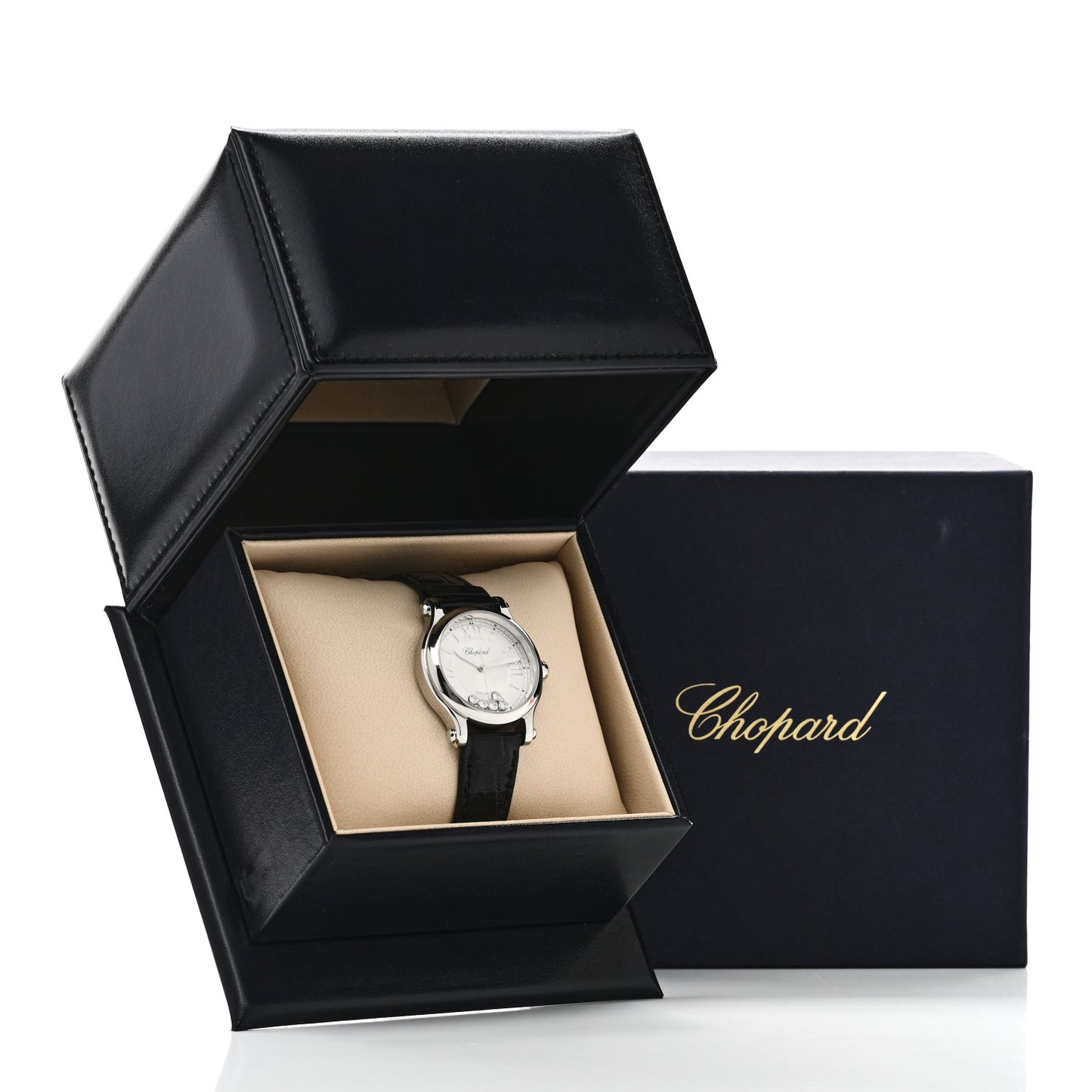 Stainless Steel Alligator 5 Diamond 33mm Happy Sport Automatic Watch