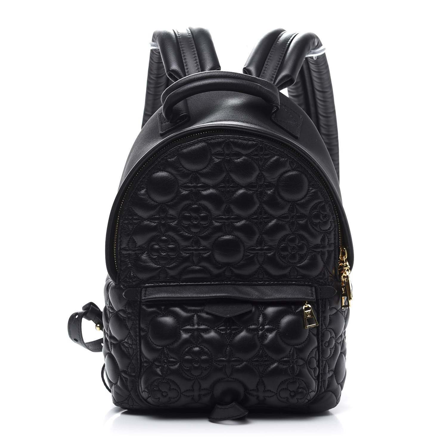 Louis Vuitton Lambskin Flower Quilted Palm Springs Backpack PM Black 1 of 9