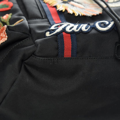Gucci Techno Canvas Web L'Aveugle Par Amour Embroidered Double Buckle Backpack Black 13 of 14