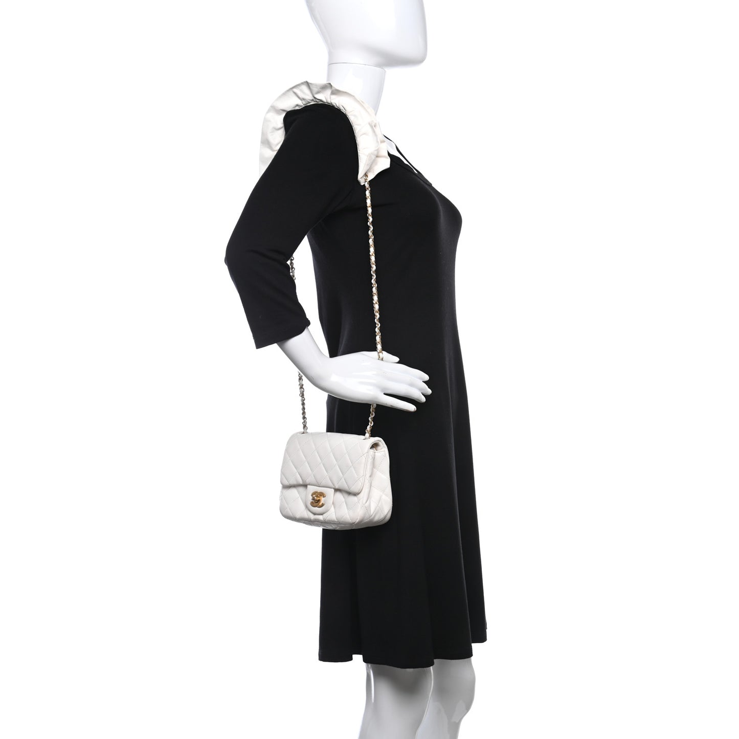Lambskin Quilted Mini Romance Square Flap White