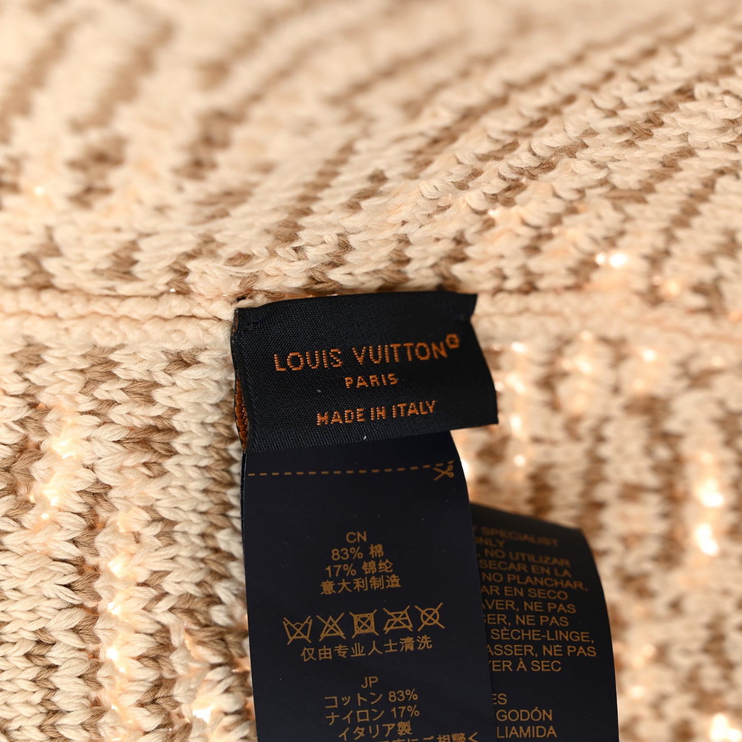 Knit Monogram Flowers LV Seaview Bucket Hat S Beige