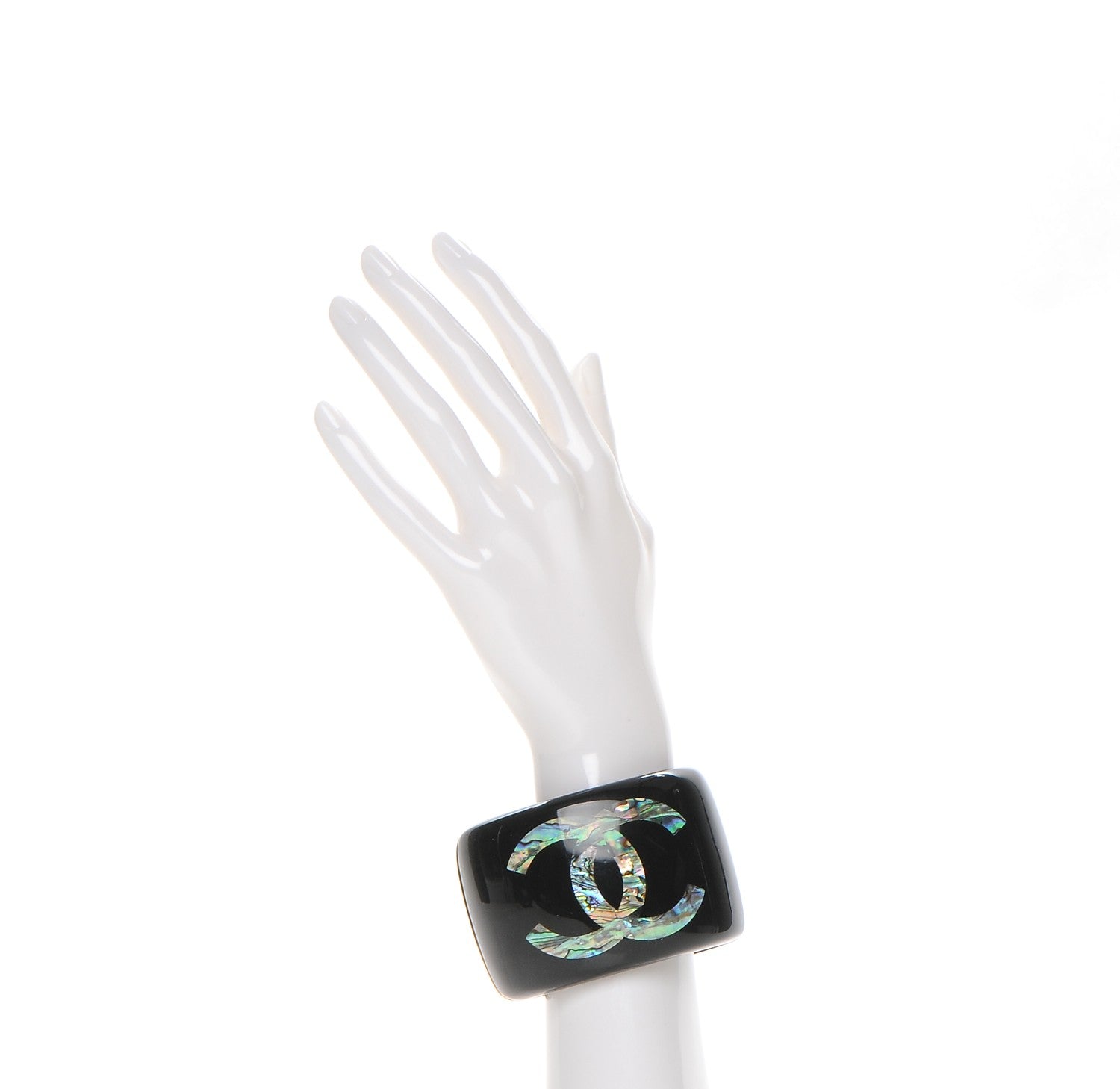 Chanel Resin Abalone CC Cuff Black 2 of 6