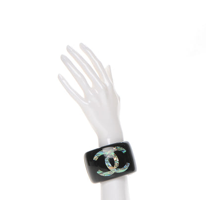 Chanel Resin Abalone CC Cuff Black 2 of 6