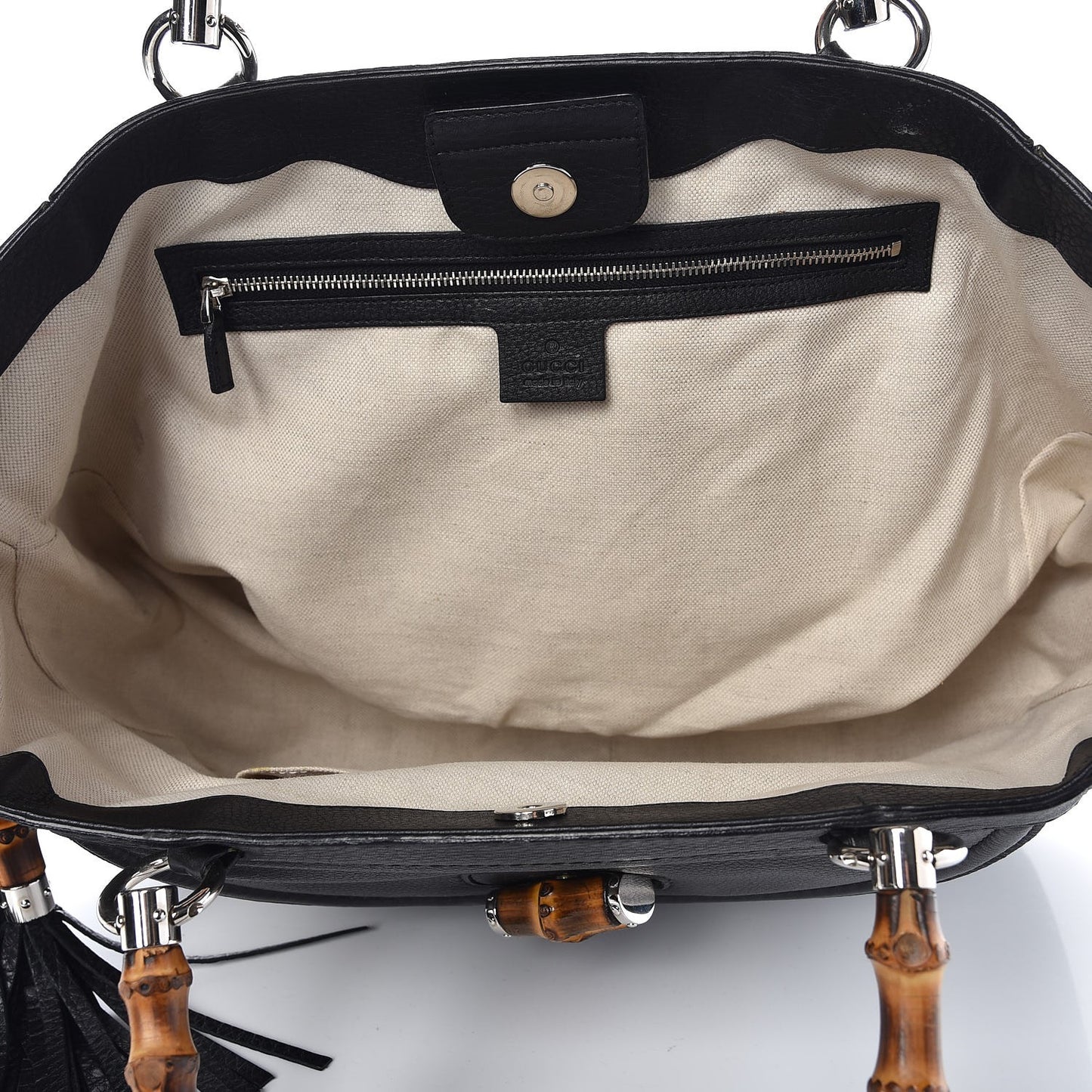 Calfskin New Bamboo Medium Tassel Tote Black