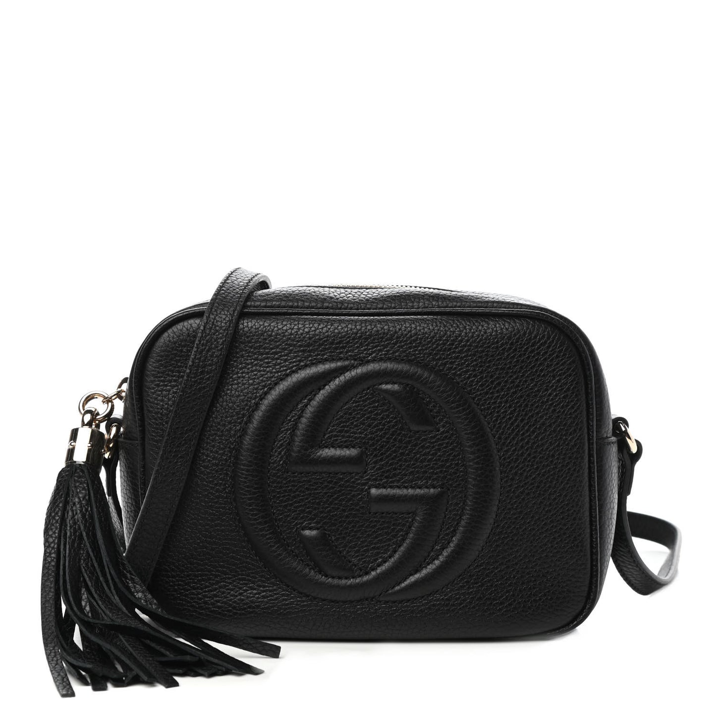 Pebbled Calfskin Small Soho Disco Bag Black