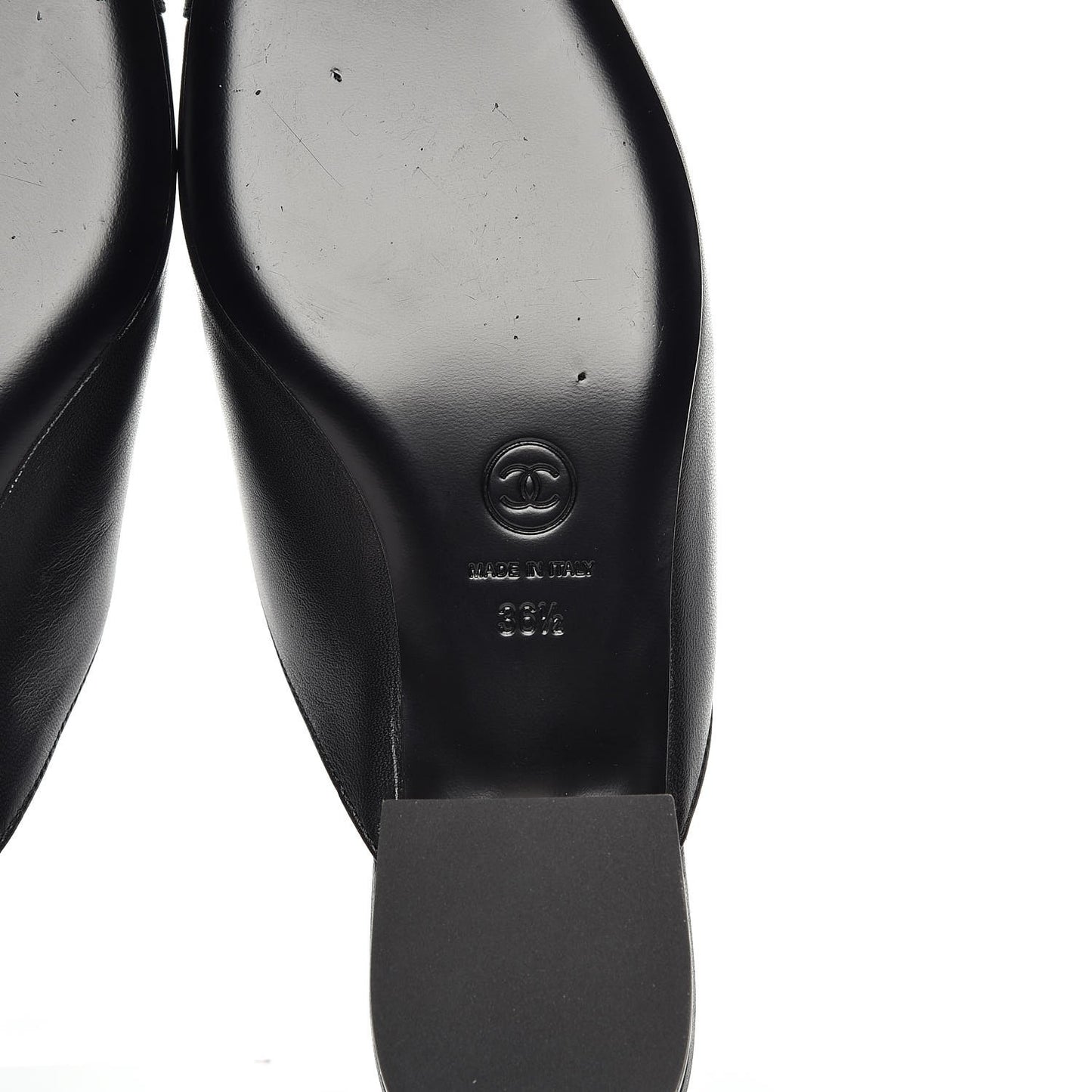 Lambskin Grosgrain Cap Toe Mules 36.5 Black